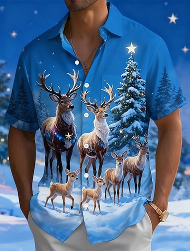 Christmas Miesten Joulukuusi Poro Lumihiutale Paita Button Up paita Lyhythihainen Muoti rento Pyhäpäivä Kesä Kevät Sänkyjen avaus 3D-tulostus kauluspaidat Edessä yksi tasku Sininen 2# Sininen 1   Christmas Miesten Joulukuusi Poro Lumihiutale Paita Button Up paita Lyhythihainen Muoti rento Pyhäpäivä Kesä Kevät Sänkyjen avaus 3D-tulostus kauluspaidat Edessä yksi tasku Sininen 2# Sininen 1