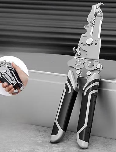  كماشة تجريد أسلاك قابلة للطي 18 في 1 شديدة التحمل - أداة متعددة الوظائف بمقبض مانع للانزلاق، متعددة الاستخدامات لقطع الأسلاك، والتجعيد، واللف، والتجريد - للكهربائيين والمقاولين