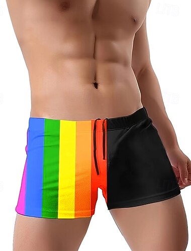  Homme Shorts de bain Short de bain Maillots de bain Élastique Respirant Bas Surf Bikini Plongée Rayures Patchwork Été