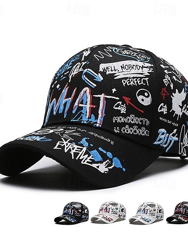  Herren Baseballkappe Sonnenhut Trucker-Kappe Weiß Blau Polyester Verstellbar Mode Alltagskleidung Hip-Hop-Graffiti Atmungsaktiv
