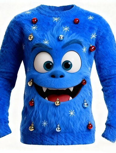  سترة عيد الميلاد القبيحة رجالي طباعة ثلاثية الأبعاد شخصية كنزة صوفية تريكو كرونيك كاجوال الأماكن المفتوحة هدايا عيد الميلاد عطلة الدفء كم طويل الخريف الشتاء أحمر أزرق أرجواني