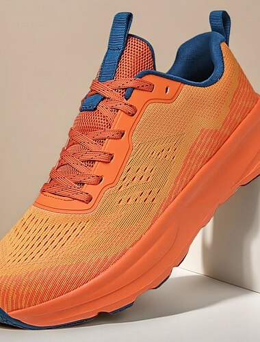  scarpe da ginnastica arancioni da uomo con tomaia in mesh: calzature traspiranti e comode per sport all'aria aperta e abbigliamento casual