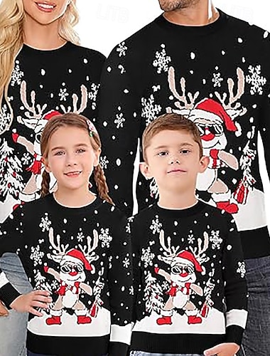  Babbo Natale Brutto maglione di Natale Maglione Unisex Natale Maglioni di Natale brutti per coppie e famiglie Adulti Bambini Natale Capodanno Natale Feste Top