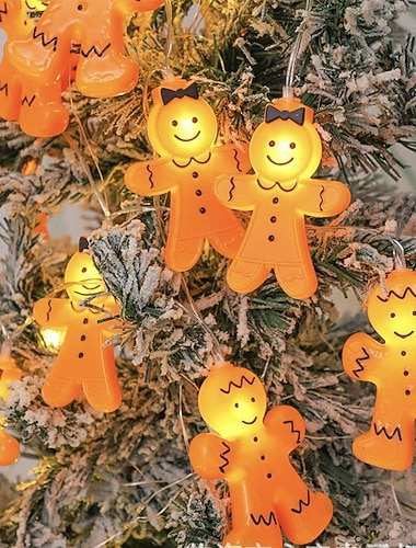  سلسلة أضواء رجل الزنجبيل عيد الميلاد ولد وبنت 6M-40 ليد داخل الدرج جدار غرفة النوم زينة أجواء حفلة جاذبية AAA علبة بطارية USB