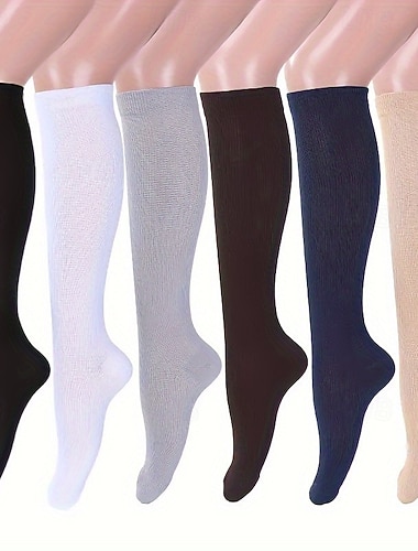 Per donna Calzettoni Calze All'aperto Quotidiano Ferie Tinta unica Poliestere Essenziale Classico Casual Elastico Caldo 6 Paia