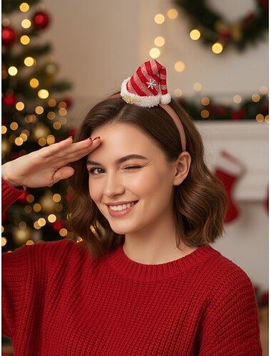  Σετ γυναικείων χριστουγεννιάτικων αξεσουάρ μαλλιών, σετ 4 τεμαχίων με χριστουγεννιάτικη κορδέλα και κλιπ μαλλιών με καπέλο Άγιου Βασίλη, φιόγκο και λεπτομέρειες με γκλίτερ για χριστουγεννιάτικα πάρτι