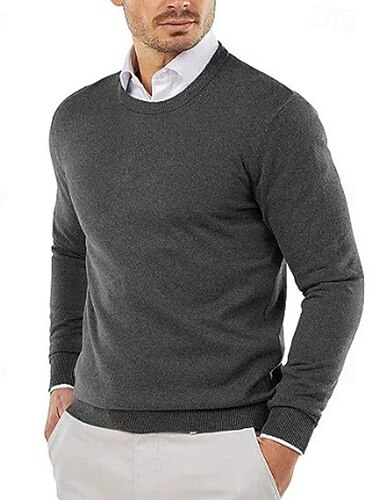  Herren Pullover Lässiger Pullover Gerippt Stricken Normale Oberteile Gestrickt Schmale Passform Einfach Rundhalsausschnitt Strickware Zeitgenössisch Lässig Alltagskleidung Bekleidung Herbst Winter