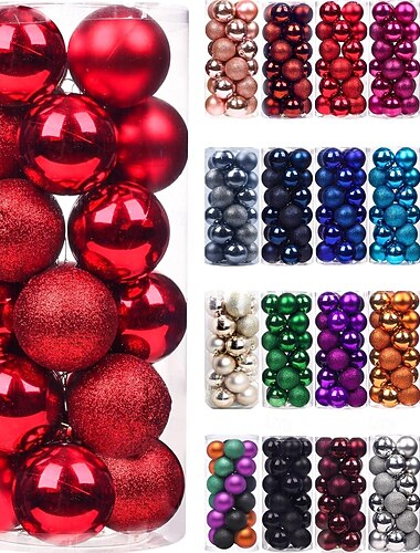  24 kpl joulupalloja, palloja, koristeita joulukuuseen - 3,15 tuuman suuret särkymättömät joulukuusenkoristeet, roikkuva pallo loma-hääjuhlakoristeluun, punainen