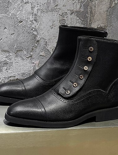 Botas Chelsea pretas de couro sintético para homem – elegantes e versáteis com design moderno, perfeitas para ocasiões formais e casuais elegantes   Botas Chelsea pretas de couro sintético para homem – elegantes e versáteis com design moderno, perfeitas para ocasiões formais e casuais elegantes