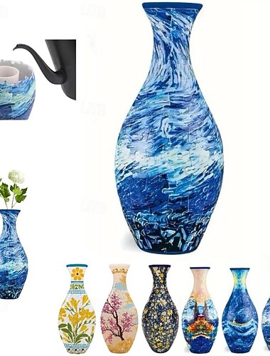  3Dパズル花瓶、160ピースの湾曲したプラスチック製花瓶、漏れ防止、プレミアムプラスチック製、本物の花の芸術的なパターン、ホームオフィス、新築祝いのギフト、フラワーディスプレイアレンジメントに最適