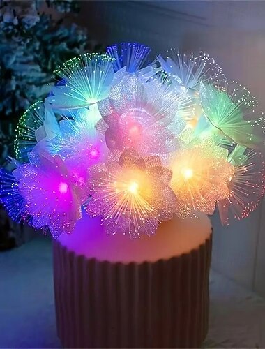  Julelyslenker med fiberoptiske blomster og stjernehimmellys 3m 20 leds bryllup julefestdekorasjon lyslenker til soverom balkong hage juletrepynt