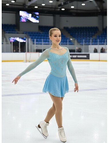  Φόρεμα για φιγούρες πατινάζ Γυναικεία Κοριτσίστικα Patinaj Φορέματα Σύνολα Μαύρο Κίτρινο Σκούρο κόκκινο Άνοιγμα πίσω Σπαντέξ Ελαστικό Νήμα Υψηλή Ελαστικότητα Εκπαίδευση Ενδυμασία πατινάζ