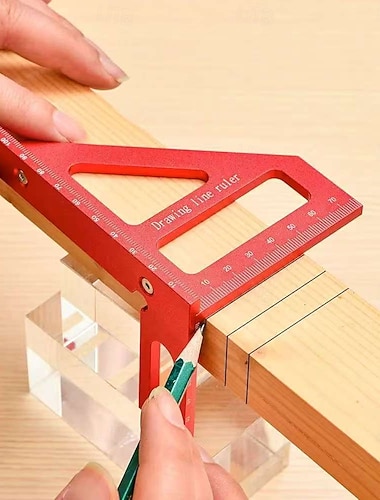  3D Multi-Angle Measuring Ruler Snelheidsvierkante lay-outliniaal Aluminium legering Draagbaar Houtbewerking Bouwgereedschap Building 11 cm 45/90 °