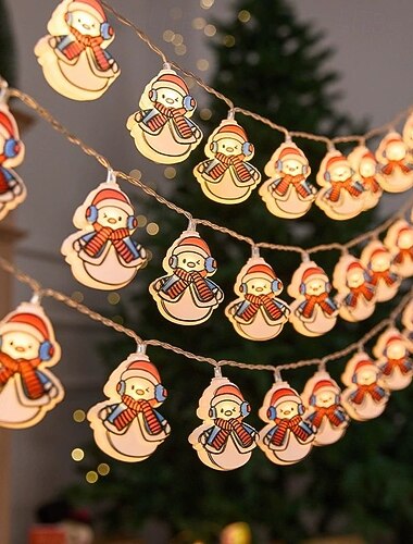  LED Juletre Snømann Eventyr Lyskede Julenisse Juletre Girlander Lys Batteridreven Jule- og Nyttårspartybryllup Helligdag Vindus Balkong Hagedekorasjon Hengende Lys