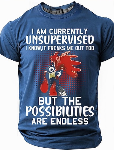  Miesten Kukko Hauska slangi T-paita Lyhythihainen T-paita 3D-tulostus Tiukka pyöreä kaula-aukko Paita Muoti Päivittäin Katu Päivittäin Sininen Musta Apila Kesä Kevät Vaatetus S M L XL XXL XXXL