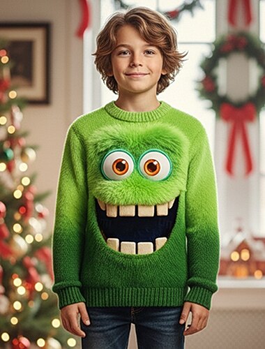 Новогодняя тематика Мальчики 3D Эльф Уродливый рождественский свитер Рождественский подарок Вязаная ткань Длинный рукав 3D печать Осень Зима Мода Для вечеринки Дети 4-12 лет Вырез под горло   Новогодняя тематика Мальчики 3D Эльф Уродливый рождественский свитер Рождественский подарок Вязаная ткань Длинный рукав 3D печать Осень Зима Мода Для вечеринки Дети 4-12 лет Вырез под горло