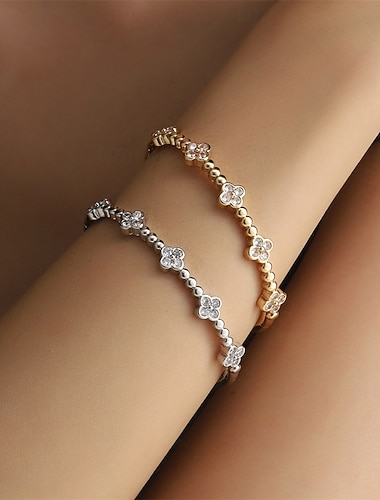  Bracelet Classique Rétro Zircon Forme de Fleur Élégant Mode Personnalisé Simple Tendance Bracelet Bijoux Argent Doré irrégulier pour Mariage Soirée Fiançailles Bal de promo