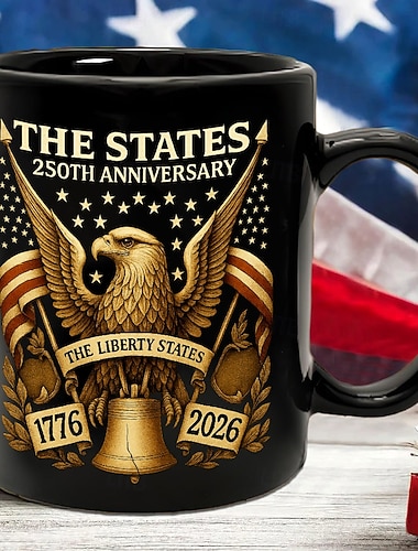  アメリカ合衆国建国250周年記念マグカップ クリスマスギフト マグカップ 愛国的な帽子 11オンス セラミックコーヒーマグ 白頭ワシ 愛国的なレトロなアメリカ国旗マグカップ 男女兼用 独立記念日ギフト