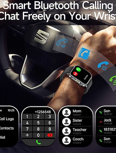  iMosi E810 Montre intelligente 1.95 pouce Smartwatch Montre Connectée Bluetooth Podomètre Rappel d'appel Moniteur de Sommeil Compatible avec Android iOS Unisexe Longue Veille Appels Mains Libres