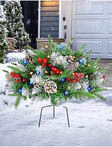  Juletreforbelyste dekorasjoner utendørs 24" med lys forbelyste blomsterkasser med fjernkontroll juletrefyll for veranda hage juledekor