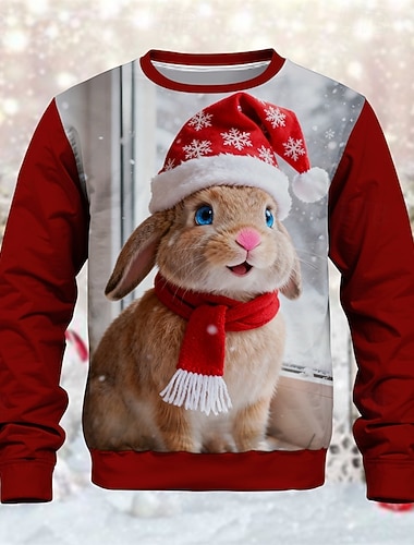 Χριστούγεννα Γιούνισεξ Αγορίστικα Κοριτσίστικα 3D Γραφική Κουνέλι Πουλόβερ Μακρυμάνικο Άνοιξη Φθινόπωρο Μοντέρνα Βασικό Παιδιά 4-12 χρόνια Στρογγυλή Ψηλή Λαιμόκοψη ΕΞΩΤΕΡΙΚΟΥ ΧΩΡΟΥ Causal Καθημερινά