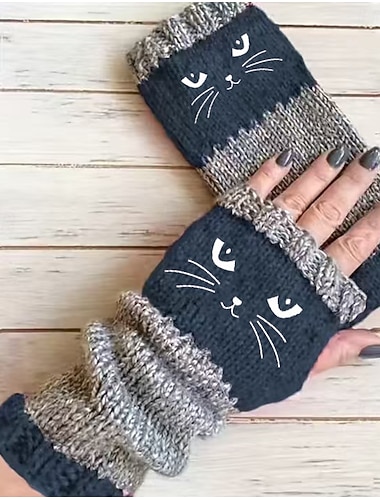  Γυναικεία 1 ζευγάρι Χωρίς Δάχτυλα / Πλεκτά γάντια Κομψό στυλ street / Υπαίθριο Γάντια - Στάμπα Στάμπα
