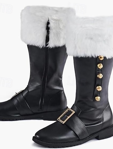  Papai Noel Mrs.Claus Sapatos Ocasiões Especiais Botas de Papai Noel Homens Panturrilha larga Fantasia de Natal Adulto Natal Ano Novo Festa Sapatos