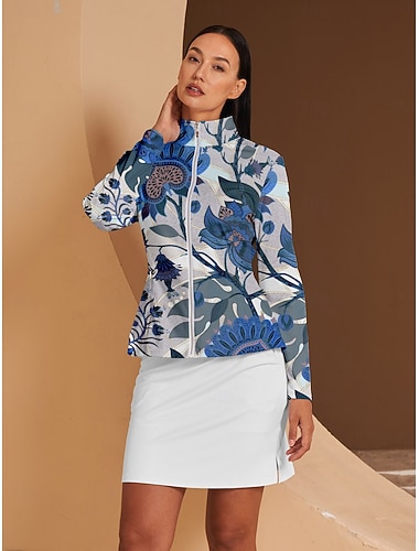  Femmes Veste de golf Bleu manche longue Top Vêtements de golf pour femmes, tenues, vêtements