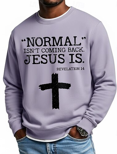  Per uomo Gesù Fede Felpa Moda Quotidiano Casual Manica Lunga Girocollo Casa Sport all'Aperto Abbigliamento casual alla moda Blu chiaro Nero Rosso Blu Viola chiaro Girocollo 3D Tutte le stagioni