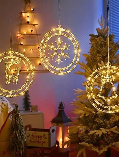  Świąteczne lampki choinkowe LED w kształcie pierścienia, zdalnie sterowane gwiazdki, lampki choinkowe, okno, balkon, wiszące lampki, świąteczne przyjęcie, podwórko, sklep, atmosfera, dekoracja