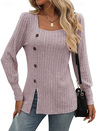  Mulheres Cor Sólida Moletom com capuz Tops casuais Outono/Inverno Botões Manga Longa Roupa Esportiva Exterior Férias Preto Verde Tropa Azul Roupa de esporte Roupas Esportivas