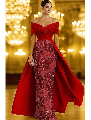  A-linja Kokopitkä Iltapuku Tanssiaispuku hameen päällä Muodollinen mekko Tyylikäs Silkkinen Lyhythihainen Olkaimeton Muodollinen Häät Satiini Pitsi kanssa Kimalle Paljeteilla