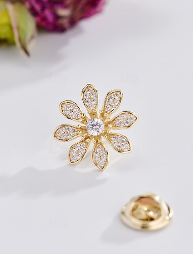  Broches Classique Fleur Élégant Mignon Simple Broche Bijoux Dorée Pour Mariage Soirée Cadeau Fiançailles Bal de promo Festival