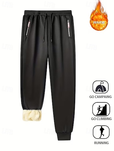 Herren Jogginghose Fleecehose Hose Winterhose Kordelzug Tasche Elastischer Bund Einfach Komfort Warm Sport im Freien Täglich Mode Lässig Schwarz Blau Mikroelastisch   Herren Jogginghose Fleecehose Hose Winterhose Kordelzug Tasche Elastischer Bund Einfach Komfort Warm Sport im Freien Täglich Mode Lässig Schwarz Blau Mikroelastisch