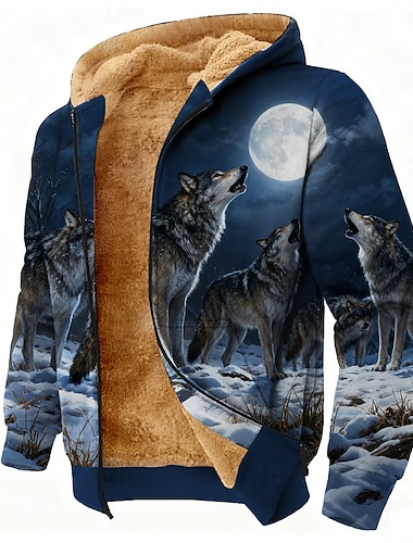  رجالي MOON ذئب الصوف قبعة Jacket كنزة كلاسيكي عسكري الصيد كم طويل رقبة عالية مدورة الأماكن المفتوحة تخييم أزرق إحزم الخريف الشتاء مصمم S M L XL 2XL 3XL