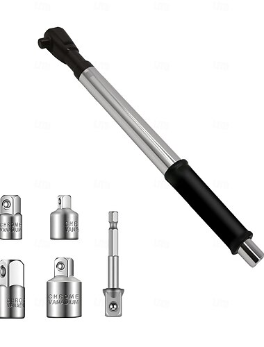  Klucz przedłużeniowy 6 w 1, elektryczny klucz grzechotkowy z odłączanym adapterem, kompatybilny z nasadkami 1/2", 1/4" i 3/8", bezprzewodowa przedłużka do klucza udarowego do narzędzi naprawczych