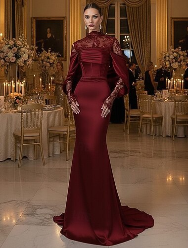 Русалка Вечернее платье Элегантный стиль Торжественное платье Официальные Свадьба С коротким шлейфом Без рукавов Вырез под горло Кружева с Вышивка Аппликации 2025   Русалка Вечернее платье Элегантный стиль Торжественное платье Официальные Свадьба С коротким шлейфом Без рукавов Вырез под горло Кружева с Вышивка Аппликации 2025