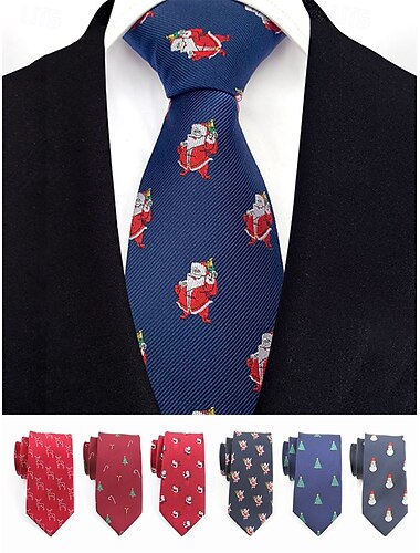 Cravatta natalizia da uomo con motivi di Babbo Natale, renne e alberi, cravatte festive in più colori, divertente cravatta originale per feste e abbigliamento da ufficio   Cravatta natalizia da uomo con motivi di Babbo Natale, renne e alberi, cravatte festive in più colori, divertente cravatta originale per feste e abbigliamento da ufficio