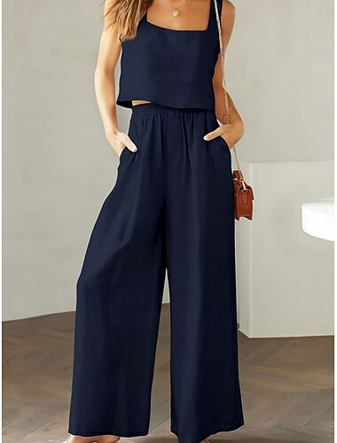  Naisten Muoti Katutyyli Päivittäin Suojusliivi Hihaton Nelikulmainen kaula-aukko Tavallinen Kausaliteetti Päivittäin Musta Armeijan vihreä Rubiini Kesä Normaali