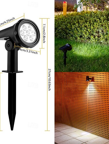  Ηλιακός προβολέας κήπου εξωτερικού χώρου, αδιάβροχοι προβολείς 7/10leds, χριστουγεννιάτικα φώτα για το Halloween, δέντρα και φυτά κήπου, φωτισμός τοπίου, γκαράζ, αυλή, πάρκου