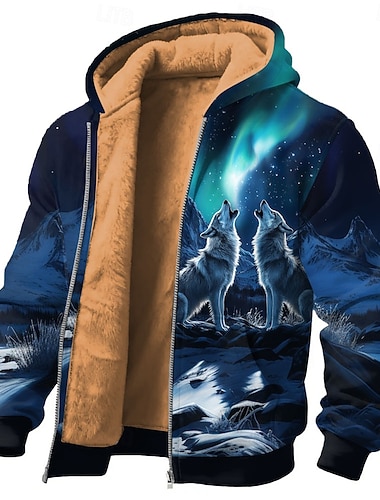  رجالي ذئب الصوف قبعة Jacket كنزة كلاسيكي الصيد كم طويل رقبة عالية مدورة الأماكن المفتوحة تخييم أزرق إحزم الخريف الشتاء مصمم S M L XL 2XL 3XL