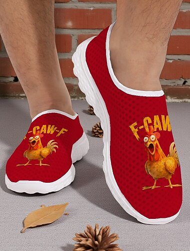  メンズのf-caw-fチキンスリッパ - 面白くて遊び心のあるチキンのグラフィックデザイン、クリスマスや毎日の快適さのためのカジュアルなスリッポンシューズ
