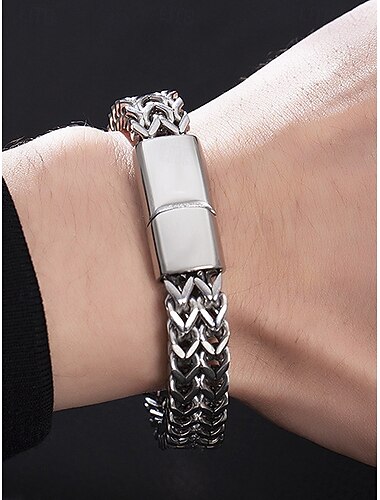  Men's Stainless Steel Braided Chain Bracelet with Magnetic Clasp – Modern Fashion Jewelry for Casual, Business and Party Wear