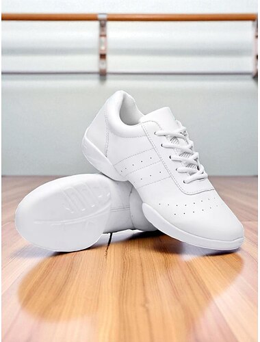  Γυναικεία λευκά δερμάτινα επαγγελματικά αθλητικά παπούτσια χορού, ελαφριά τζαζ παπούτσια με χωριστή σόλα για λάτιν, χιπ χοπ &προπόνηση στην αίθουσα χορού