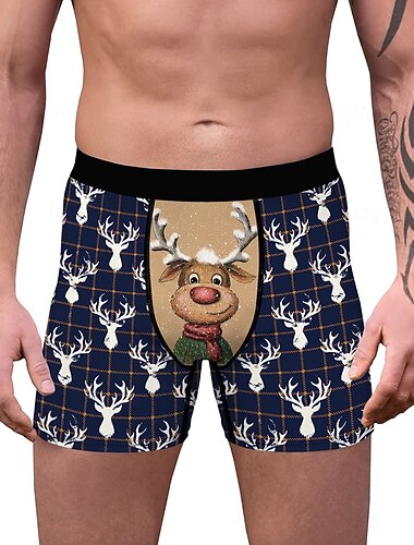  Rentier Rudolf Weihnachtspyjamas Kurze Boxershorts Unterwäsche Weihnachtsgeschenk Herren Lustig Weihnachten Muster Erwachsene Weihnachten Neujahr Heiligabend Weihnachten Party