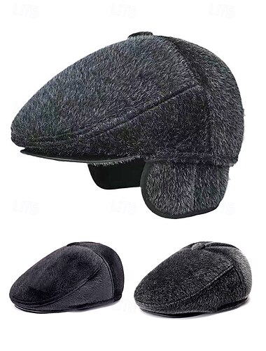  Miesten Fedora Hat Musta Tumman harmaa Polyesteri Tekoturkki Lämmin Vintage Tyylikäs Syksy Talvi