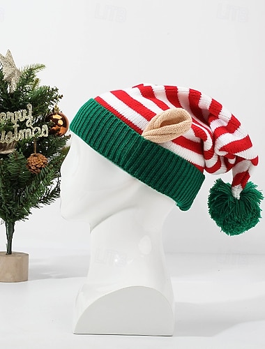 Дети Мальчики Девочки Головные уборы Классический на открытом воздухе Новогодние подарки Полоса Красный Зеленый   Дети Мальчики Девочки Головные уборы Классический на открытом воздухе Новогодние подарки Полоса Красный Зеленый