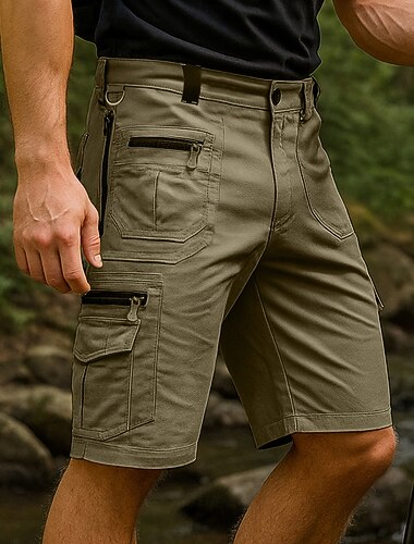  Herren Cargoshorts Wandershorts Sportshorts Sommer Außen Normale Passform Leicht Atmungsaktiv Caprihose Tasche Schwarz Armeegrün Baumwolle Tennis Golfspiel Laufen S M L XL XXL