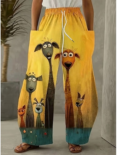 Damen Weites Bein Chinos Hosen Hose Urlaub Mode Lässig Volle Länge Hohe TaillePantsHalloween Katze Tasche Elastischer Bund Drucken Bequem Weich Dehnbar Outdoor Straße Schwarz Gelb Blau Meerblau   Damen Weites Bein Chinos Hosen Hose Urlaub Mode Lässig Volle Länge Hohe TaillePantsHalloween Katze Tasche Elastischer Bund Drucken Bequem Weich Dehnbar Outdoor Straße Schwarz Gelb Blau Meerblau