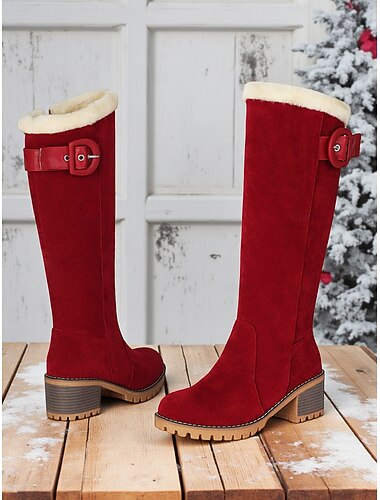  Damskie czerwone śniegowce świąteczne - stylowe i ciepłe buty zimowe dla kobiet - idealne na święta Bożego Narodzenia, sporty zimowe i zimną pogodę